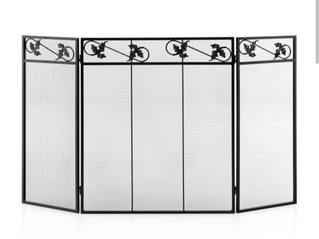 Lot 96-192173 - 3-Panel Fireplace Screen Decor Cover with Exquisite Pattern New