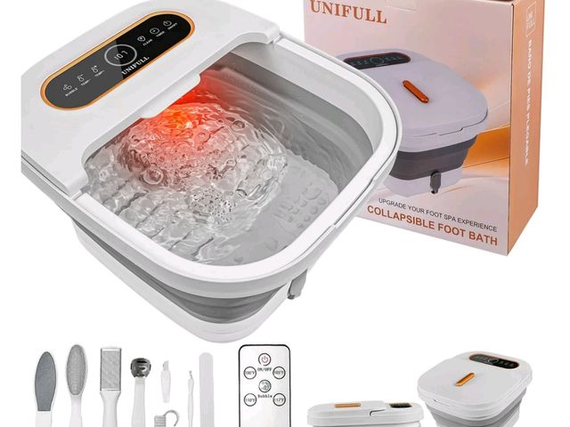 Lot 96-233032 - Collapsible Foot Spa Bath with Heat and Massage Rollers, Touch Screen, Bubble, Foot Pedicure Kit, Te...