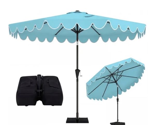Lot 96-227427 - 10 Feet Patio Umbrella with Weighted Base and Sandbags
lightly used 
MSRP $130.00