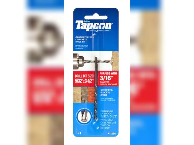 Lot 96-192125 - Tapcon
5/32 in. x 3-1/2 in. Steel Carbide Tip Smooth Shank Masonry Drill Bit (1-Piece)
New