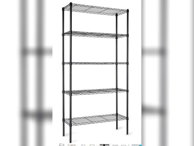 Lot 96-190604 - 5 tier shelving unit, varies from stock photo, height unknown shelves are approx 20x12” Unused