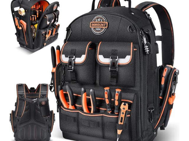 Lot 96-177734 - Backpack Tool Bag - LOKASS Tool Backpack Heavy Duty Tool Organizer, Water-resistant HVAC Tool Backpa...