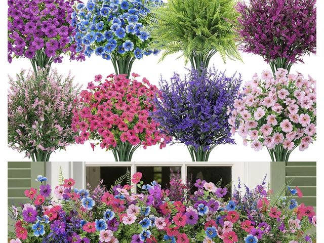 Lot 96-230794 - Bundles Artificial Flowers for Outdoors Fake Flowers, Multi UV resistant, silk fake flowers with lav...