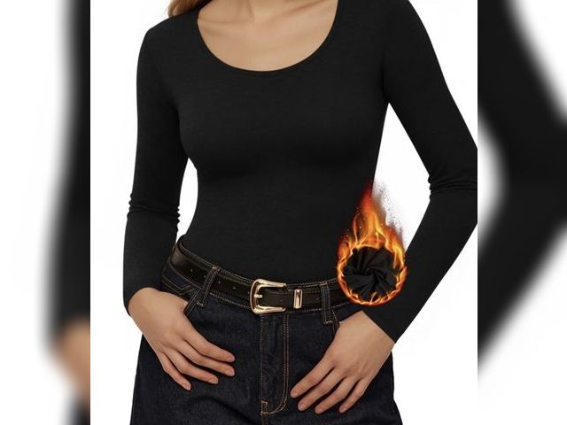Lot 96-232629 - MOYIKO Scoop Neck Thermal Long Sleeve Shirts for Women Undershirts Basic Fitted Tees Size: XL New