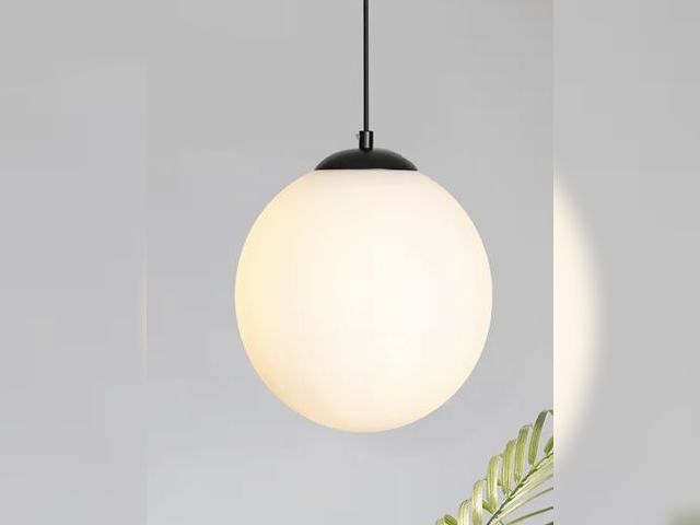 Lot 96-181565 - Globe Glass Pendant Lights Black Mid Century Light Fixture Modern Large Hanging Pendant Light, Ceili...