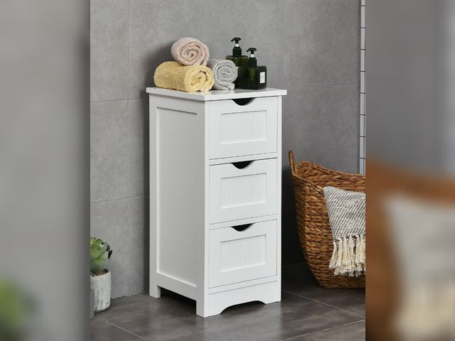 Lot 96-227566 - Bathroom Wooden Free Standing Storage Side Floor Cabinet Organizer-3-Tier
New