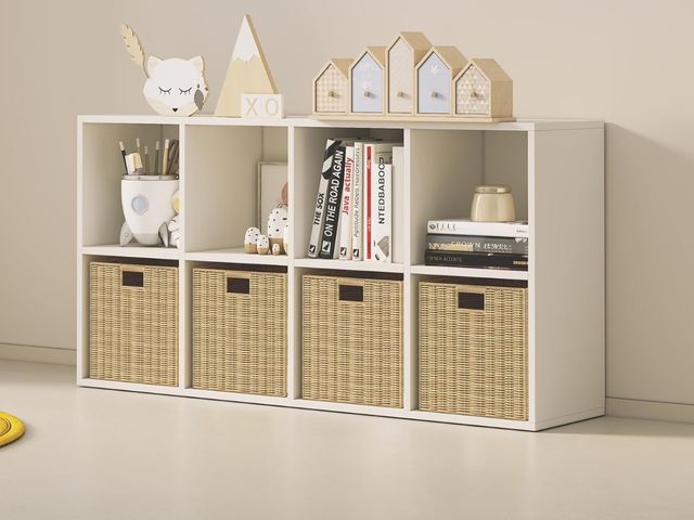 Lot 96-181462 - Wood Cube Storage Organizer Closet Cabinet for Living Room Bedroom Study Shelf Bookcase Wooden Floor...