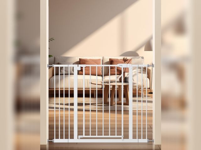 Lot 96-212236 - keny Baby Gate for Stairs, Auto Close Safety Dog Gate, Pressure Mounted Easy Walk Through Pet Gate f...