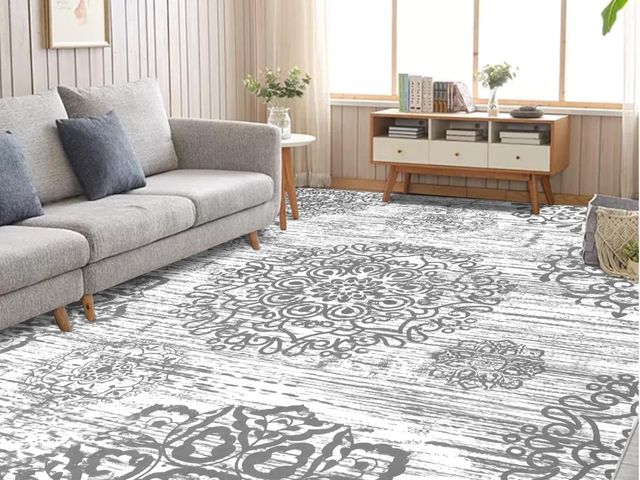 Lot 96-174328 - Non Slip Soft Distressed Medallion Bedroom &amp; Living Room Rugs Vintage Entry Floor Used, stains