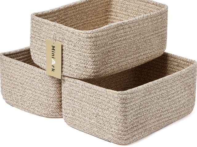 Lot 96-232673 - MiniArk Small Storage Baskets for Organizing | Closet Organizer Bins | Shelf Toy Basket | Woven Rope...