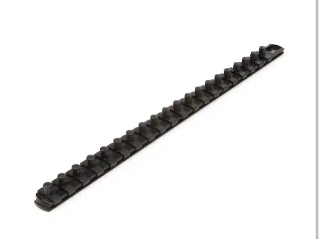 Lot 96-190233 - TEKTON 3/8 in. Drive x 18 in. Socket Rail, 20 Clips, Black New