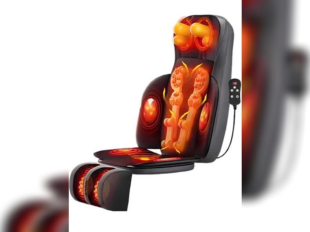 Lot 96-161157 - Shiatsu Back Massager with Heat, 3D Kneading Massage Chair Pad, Deep Tissue Kneading Massage Seat Cu...