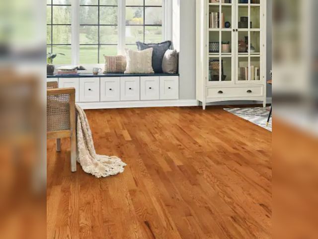 Lot 96-172978 - Approximately 80 ft² Bruce Plano Gunstock Oak 3/4 in. T x 2-1/4 in. W Smooth Solid Hardwood Flooring...