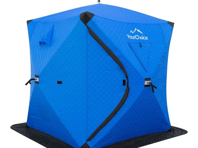 Lot 96-180449 - Your Choice Pop Up 3-4 Person Ice Fishing Shelter, Fully Insulated, Windproof and Warm, Function Upg...