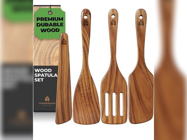 Lot 96-181700 - Wooden Spatula for Cooking - Sturdy &amp; Easy to Clean Spatula Set of 4 - Long-Lasting, With Comfor...
