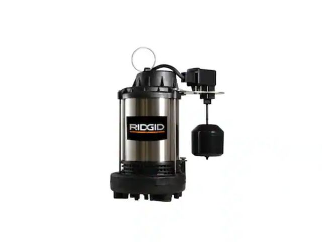 Lot 96-211332 - Ridgid 1 HP Stainless Steel Dual Suction Submersible Sump Pump Lightly used $369