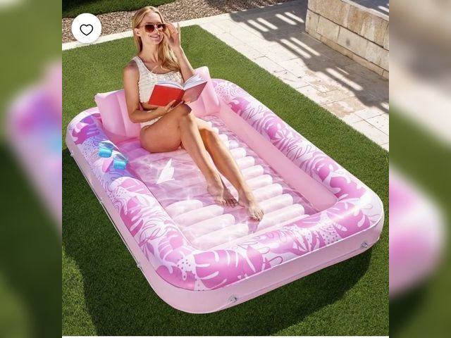 Lot 96-233264 - SLOOSH Inflatable Tanning Pool Lounger Float, 70" x 46" Large Suntan Tub with Pillow, Water Raft Flo...