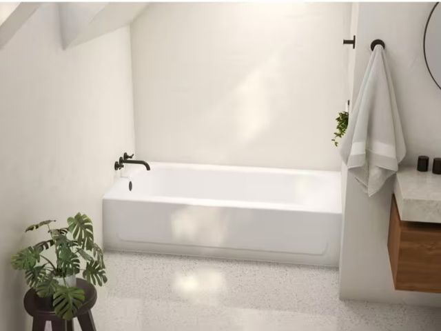 Lot 96-171880 - Bootz Industries Aloha 60 in. x 30 in. Alcove Soaking Bathtub with Left Drain in White MSRP $198 New