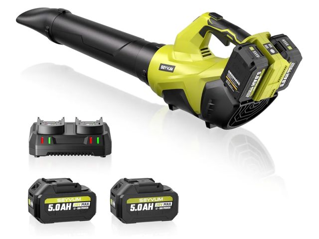 Lot 96-164245 - SEYVUM Leaf Blower Cordless 40V - 650CFM 200MPH Brushless Electric Leaf Blower with 2 X 5.0Ah Batter...