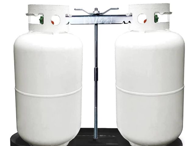 thumbnail image 2 of RV Dual Propane Tank Mounting Rack - Holder For 20 Lbs & 30 Lbs Tanks With Hitch Frame Installation 2 of 4