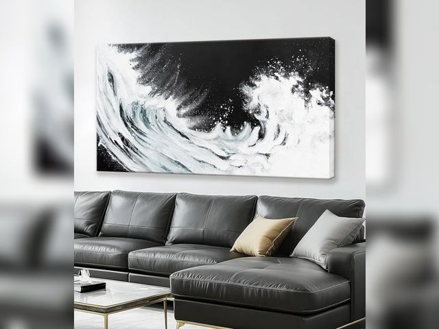 Lot 96-170181 - TAIJXAGSG Black And White Abstract Wall Art Painting Canvas Art Wall Decor 20x40 Inch Decorations Wh...