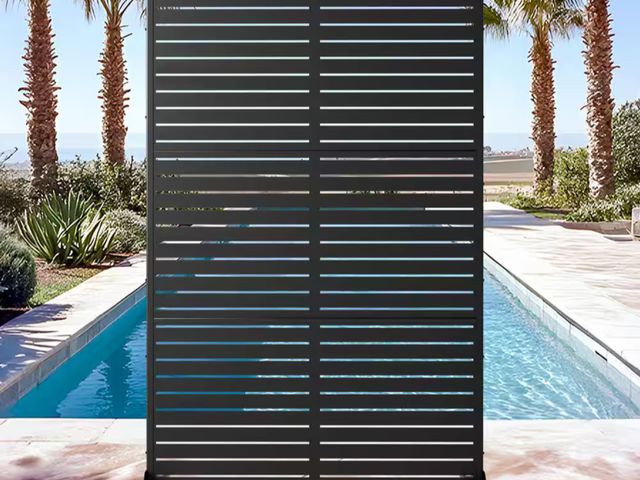 Lot 96-174370 - Dovelina 72 in. H x 47 in. W Galvanized Metal Wall Decal Outdoor Privacy Screens Garden Fence Louver...