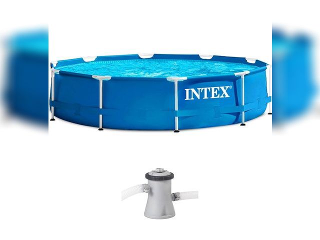 Lot 96-181363 - INTEX 28201EH Metal Frame Above Ground Swimming Pool Set: 10ft x 30in – Includes 330 GPH Cartridge F...