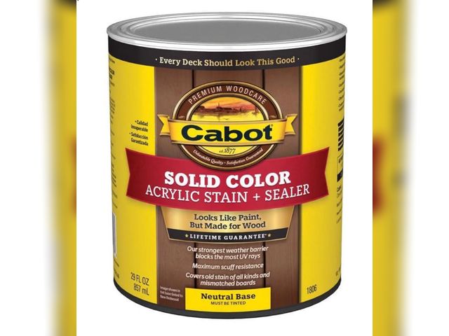 Lot 96-172491 - Cabot Solid Tintable Neutral Base Oil-Based Acrylic Deck Stain 1 qt.
New 
Msrp $100.08