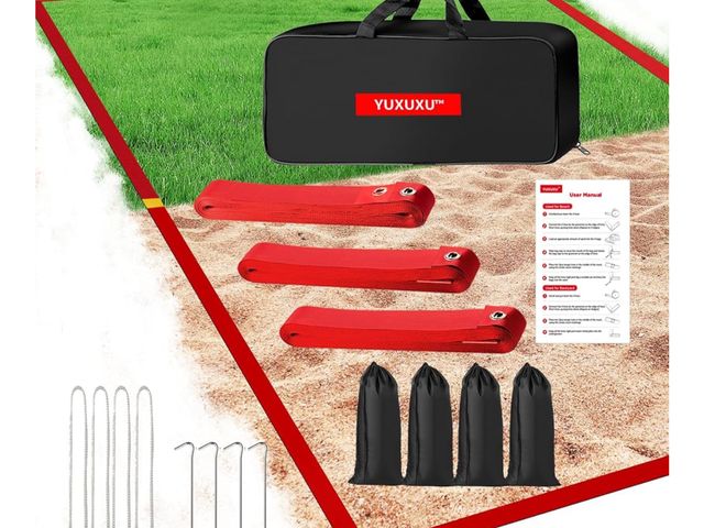 Lot 96-170441 - Professional Beach Volleyball Lines for Sand-2 Inch, Highly Visible, All-Weather, with Stainless Anc...