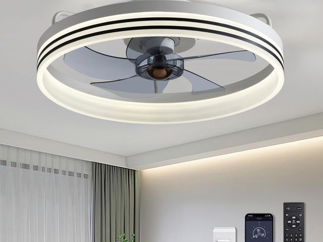 Lot 96-188843 - Ceiling Fans with Lights, Flush Mount Ceiling Fan with Lights and Remote, 6 Wind Speeds Smart Low Pr...