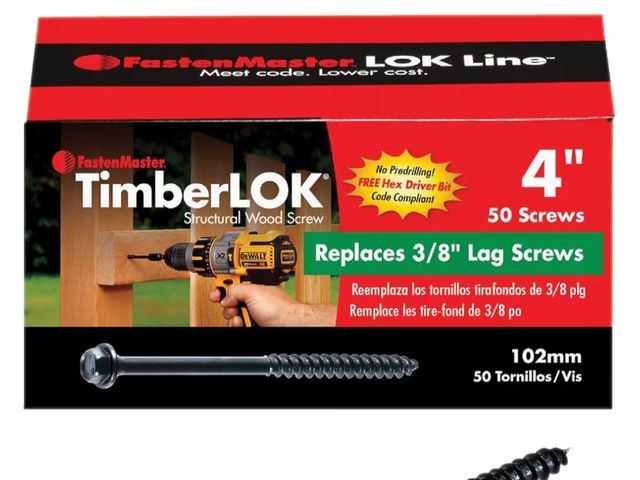 Lot 96-180321 - FASTENMASTER Screws 4" Steel Hex 50 / Box New