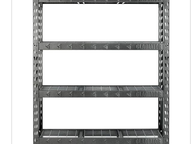Lot 96-165896 - Gladiator 4-Tier Welded Steel Garage Storage Shelving Unit (60 in. W x 72 in. H x 18 in. D) MSRP $32...