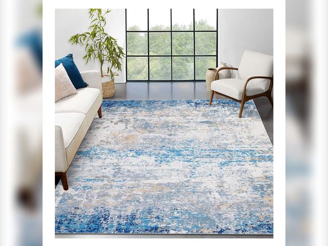 Lot 96-188038 - Modern Abstract Rug Faux Wool Ultra Soft Rug Non Slip Non Shedding Accent Large Rug for Living Room ...