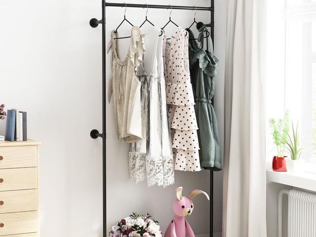 Lot 96-178194 - Industrial Pipe Clothing Rack, Heavy Duty Clothes Rack for Hanging Clothes, Wall Mounted Display Gar...
