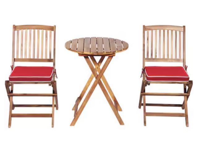 Lot 96-225868 - Costway 3 -Piece Patio Conversation Set with Red Cushions Included MSRP $170.38 New