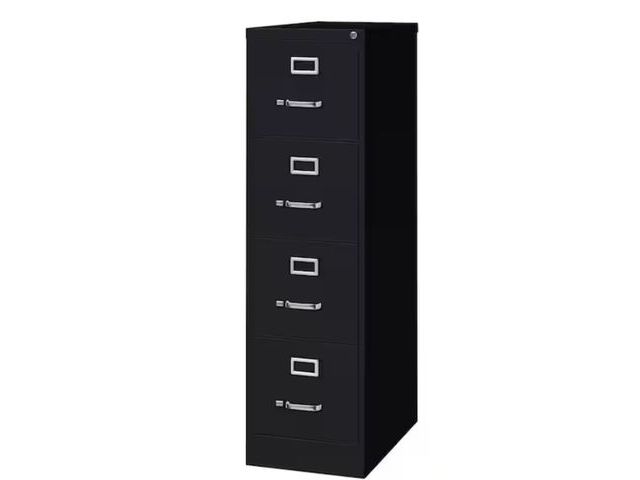 Lot 96-197162 - Hirsh
25 in. D 4-Drawer Black Metal Letter Width 15 in. W Vertical File Cabinet Commercial Grade
App...