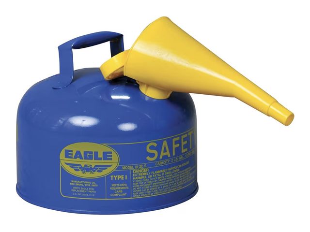 Lot 96-180711 - Eagle 2 Gallon Type I Blue Safety Gas Can for Kerosene with Flame Arrester, Self-Closing Lid, and F-...