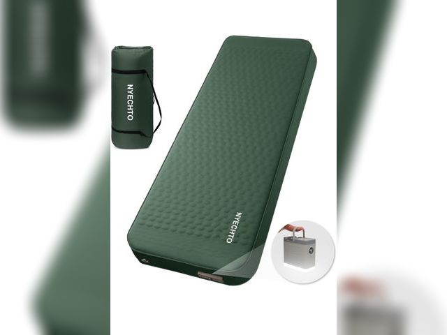 Lot 96-171671 - Self Inflating Sleeping Pad with Electric Pump, 4" Thick Ultralight Memory Foam Camping Mattress, Te...