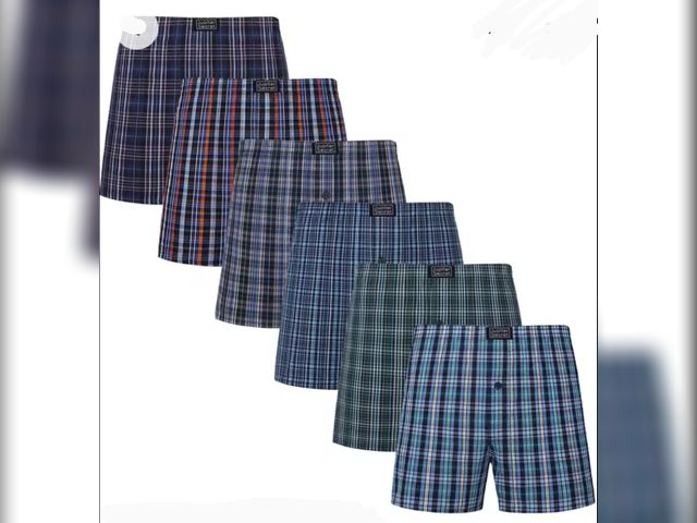 Lot 96-232481 - JupiterSecret 6 Pcs 3XL Men's Woven Boxer Shorts, Elastic Waistband Random Color New