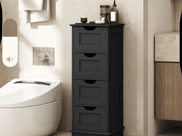 Lot 96-197994 - Bathroom Storage Cabinet with Cutout Handles and 4 Drawers New