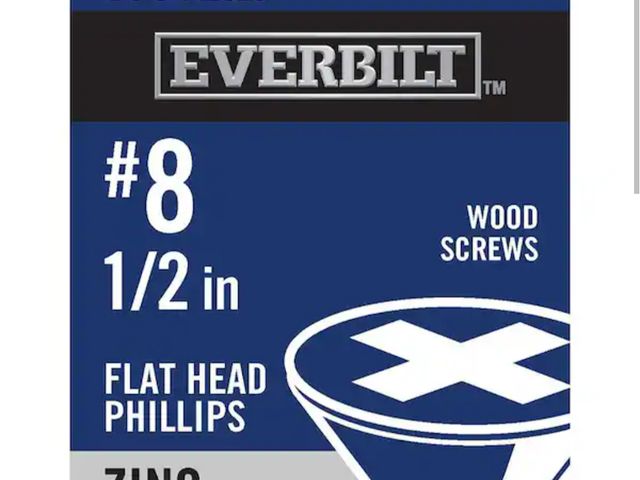 Lot 96-166817 - Everbilt #8 x 1/2 in. Zinc Phillips Flat Head Wood Screw (100-Pack) new