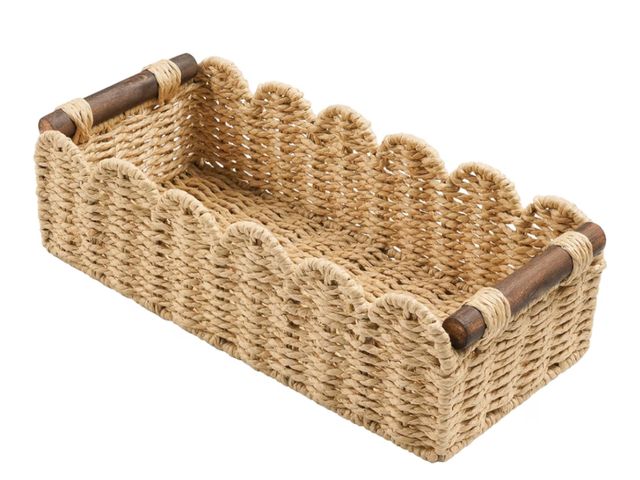 Lot 96-194867 - BASKELLE 3 Pack Scalloped Bathroom Baskets – Toilet Paper Storage Organizer, Decorative Back-of-Toil...