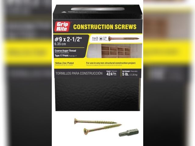 Lot 96-191829 - Grip Rite Prime Guard 212GCS5 T25 Star Drive Construction Screws with Type 17 Tip 5-Pound Box, 8 by ...