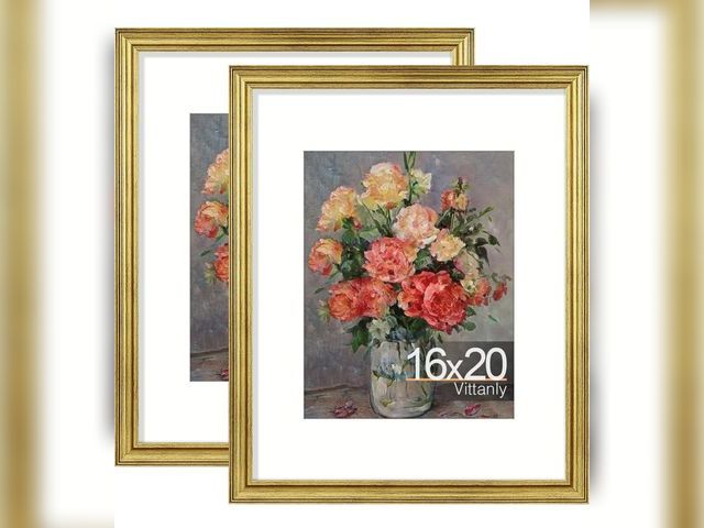 Lot 96-174155 - Vittanly 16x20 Picture Frames Set of 2, Ornate Vintage Photo Frame for Wall Mount, Display 11x14 Pic...