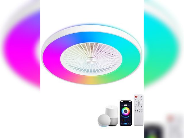Lot 96-164419 - 24" Bladeless Ceiling Fan with Lights, Smart Low Profile Ceiling Fan with Alexa, APP Control Dimmabl...