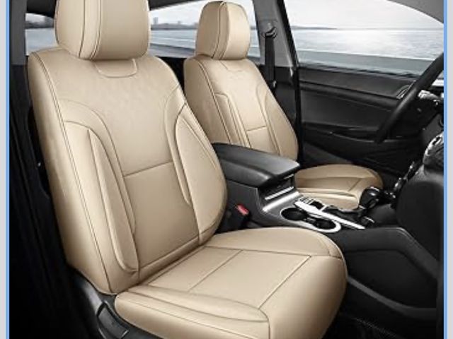 Lot 96-198894 - Seat Covers Only Front 2pc, Breathable Leather Front Seat Covers for Cars Sedan SUV Pick-up Truck, W...