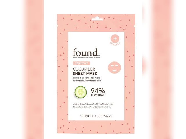 Lot 96-177755 - 6 Pack FOUND SENSITIVE Cucumber Sheet Mask, Single Use Mask New