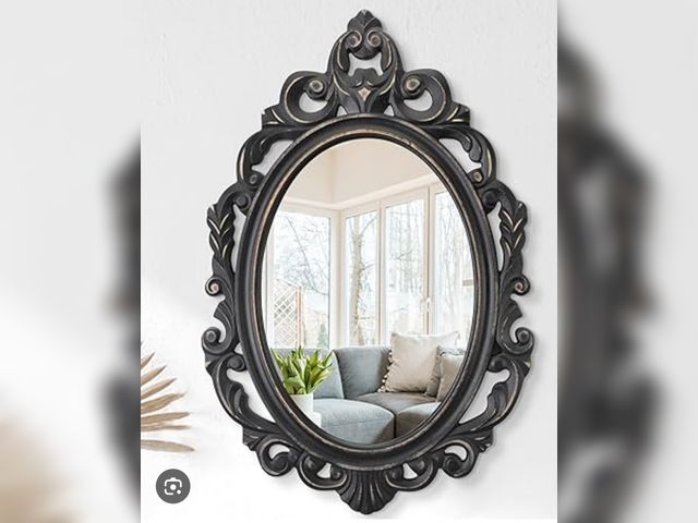 Lot 96-178889 - Brown Rustic Mirrors for Wall Vintage Carved Oval Wood Framed Mirror Decorative Wall Hanging Mirror ...