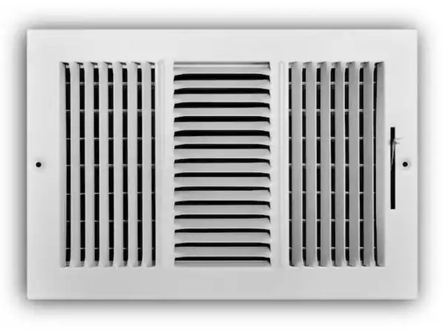 Lot 96-232573 - Pack of 6 Shop Everbilt 12 in. x 8 in. 3-Way Steel Wall/Ceiling Register in White 5 new - 1 open pac...