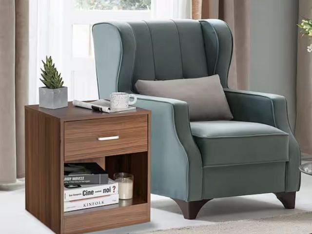 Lot 96-197965 - Boyel Living Brown 1 Drawer Modern Nightstand with Open Storage Compartment New